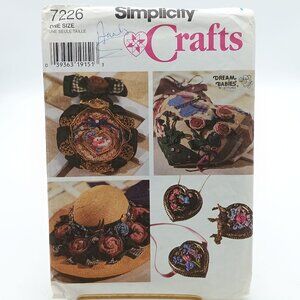 Simplicity Crafts 7226 Vintage Hats Bags Ribbon Embroidery Pattern 1996